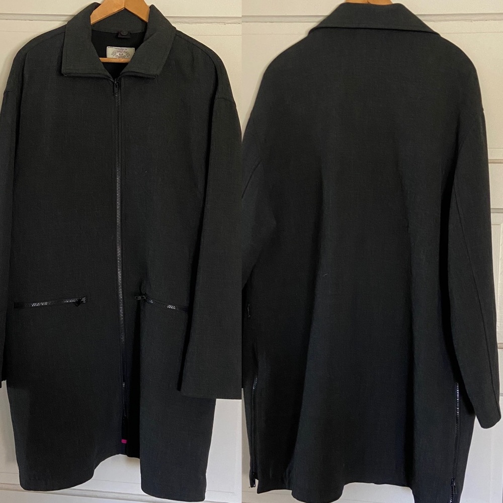 $295 ARMANI JEANS Long Gray front zipper COAT unisex XL